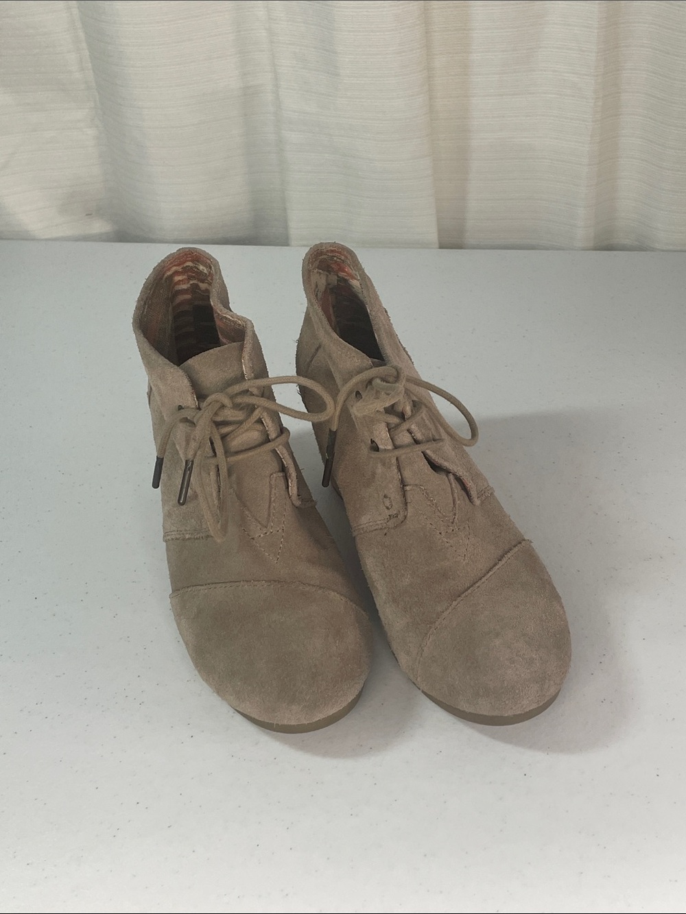 Toms Taupe Suede Lace-Up Ankle Boots